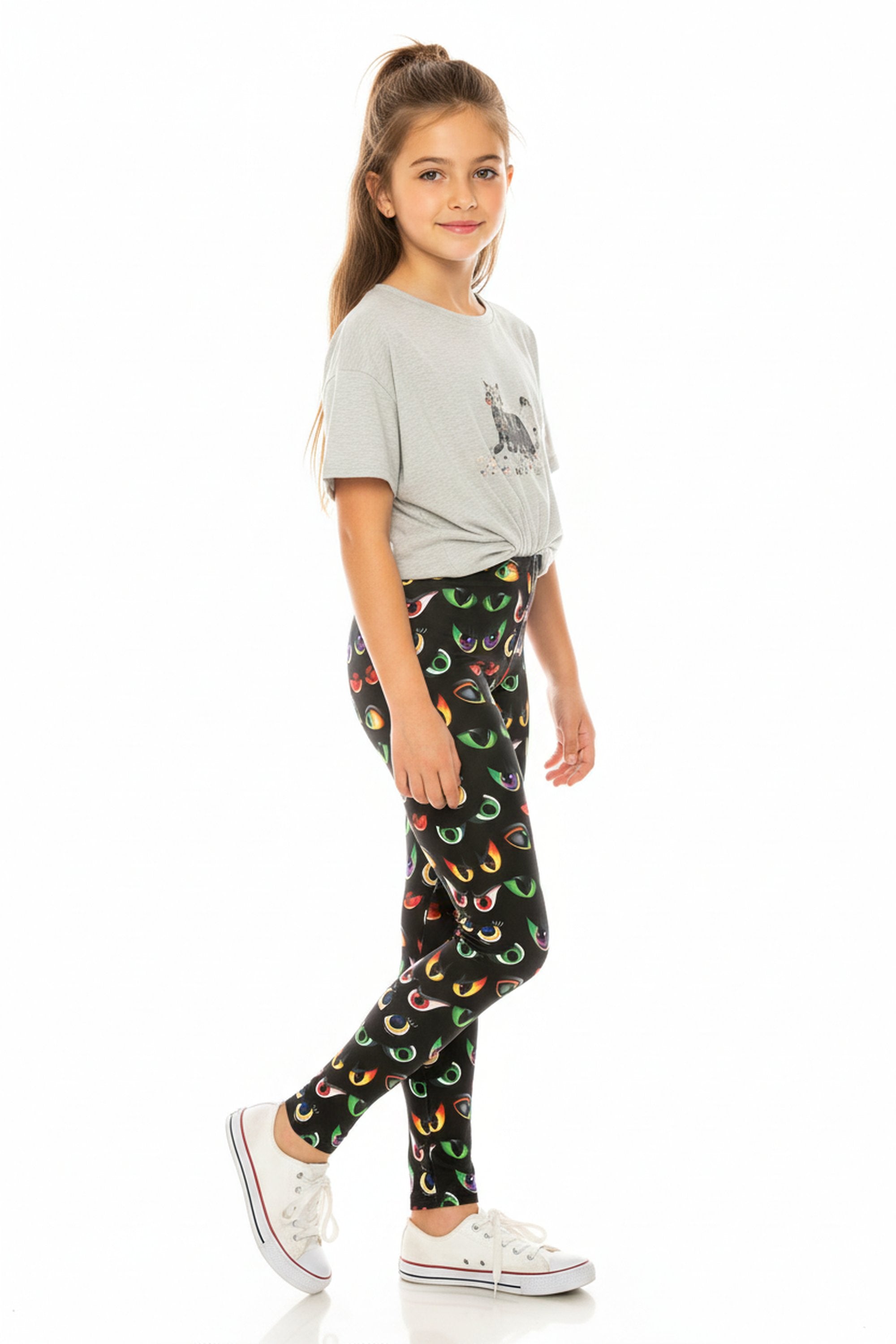 Creamy Soft Evil Cartoon Eyes Kids Leggings | USA Fashion™
