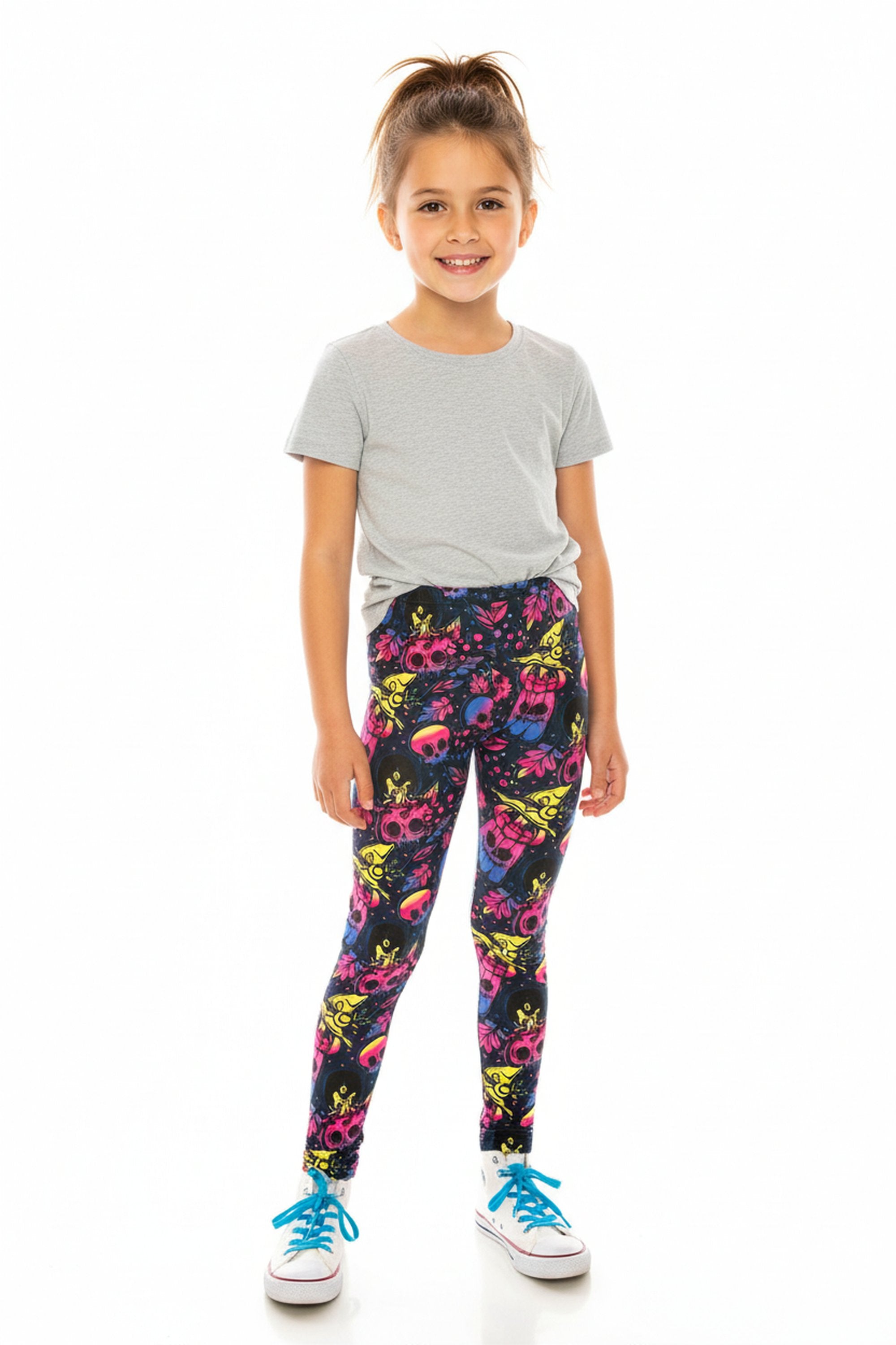 Creamy Soft Autumn Ombre Skulls Kids Leggings | USA Fashion™