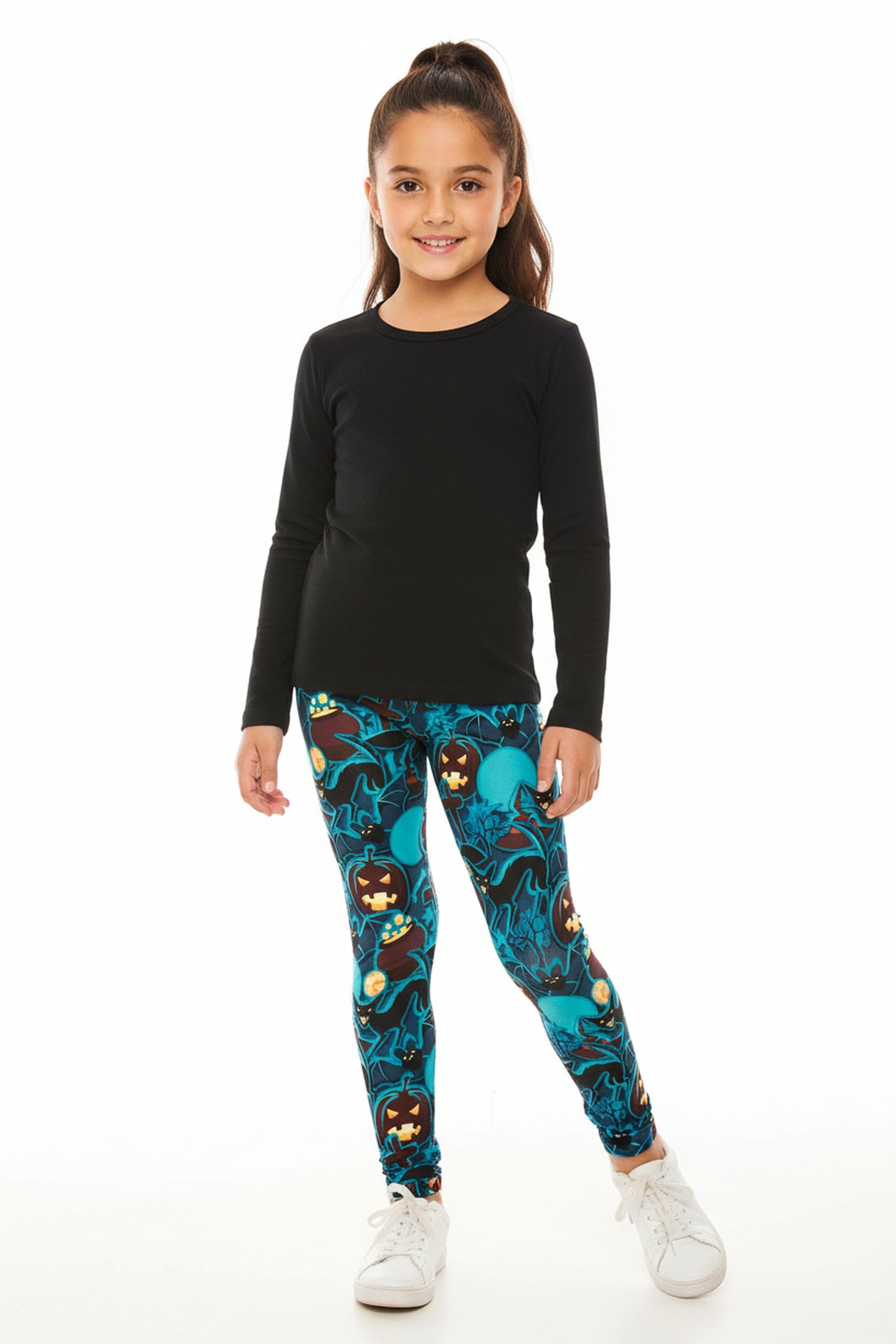 Creamy Soft Electric Blue Halloween Kids Leggings | USA Fashion™