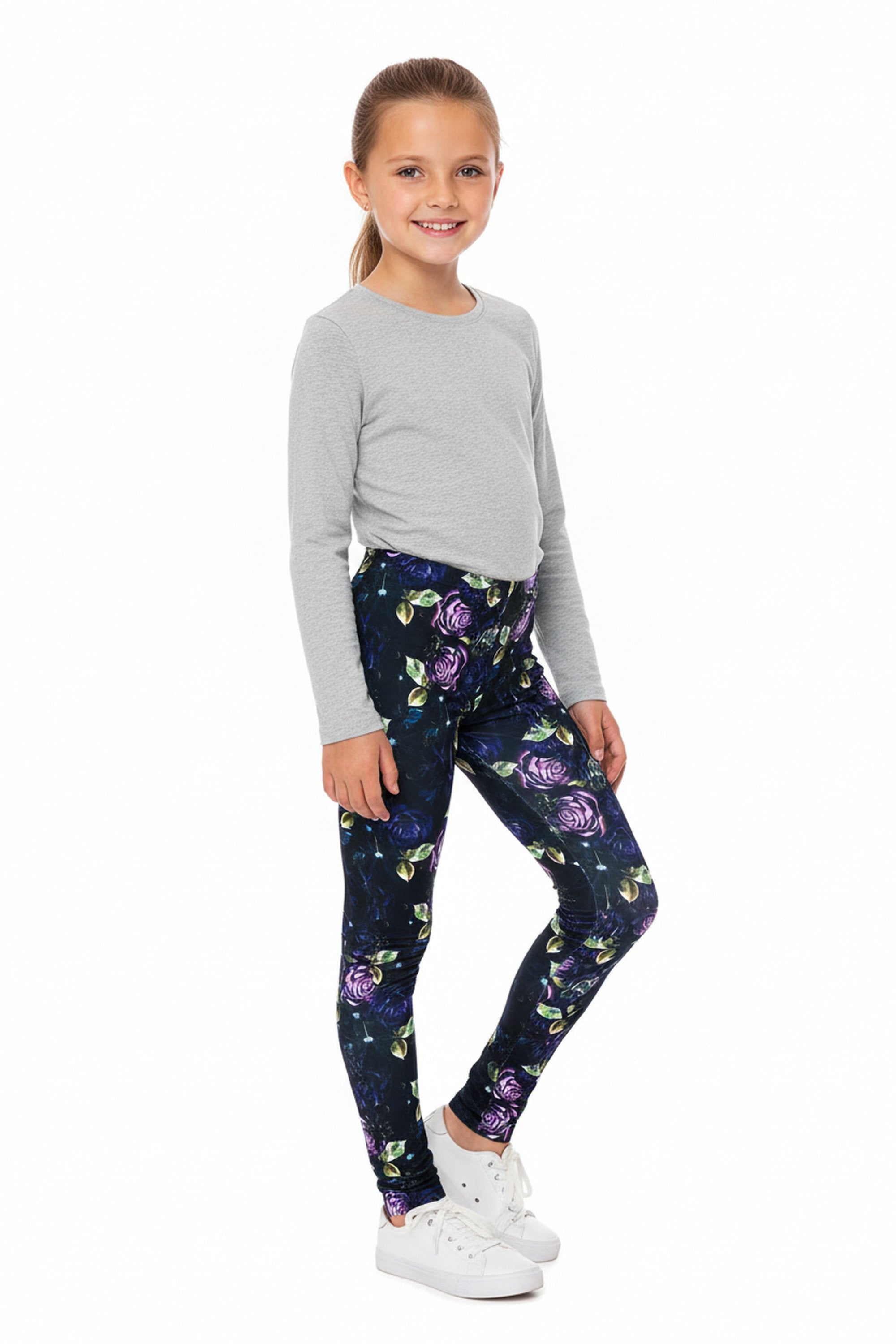 Creamy Soft Purple and Violet Rose Kids Leggings | USA Fashion™