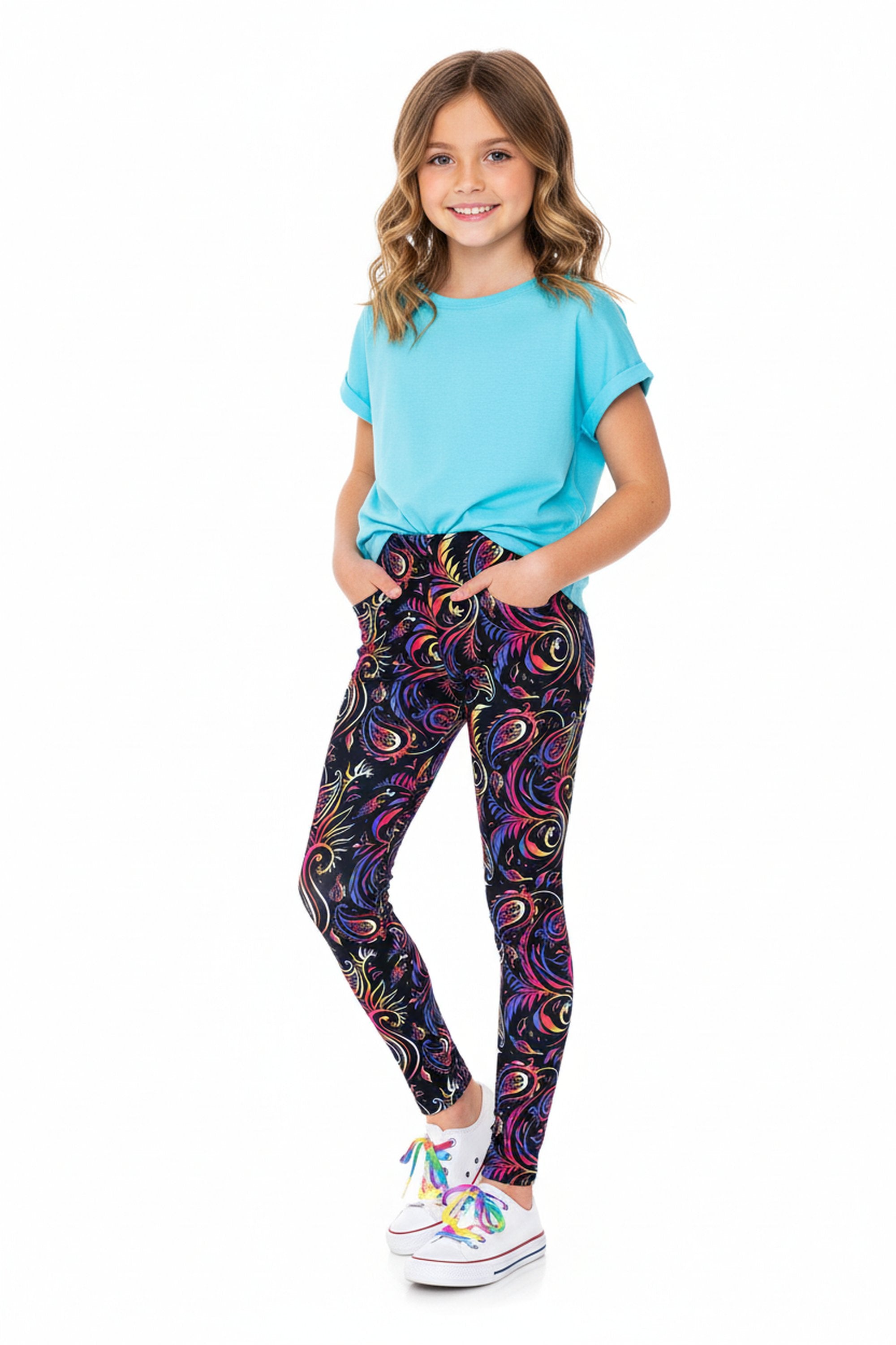 Creamy Soft Ombre Paisley Swirl Kids Leggings | USA Fashion™