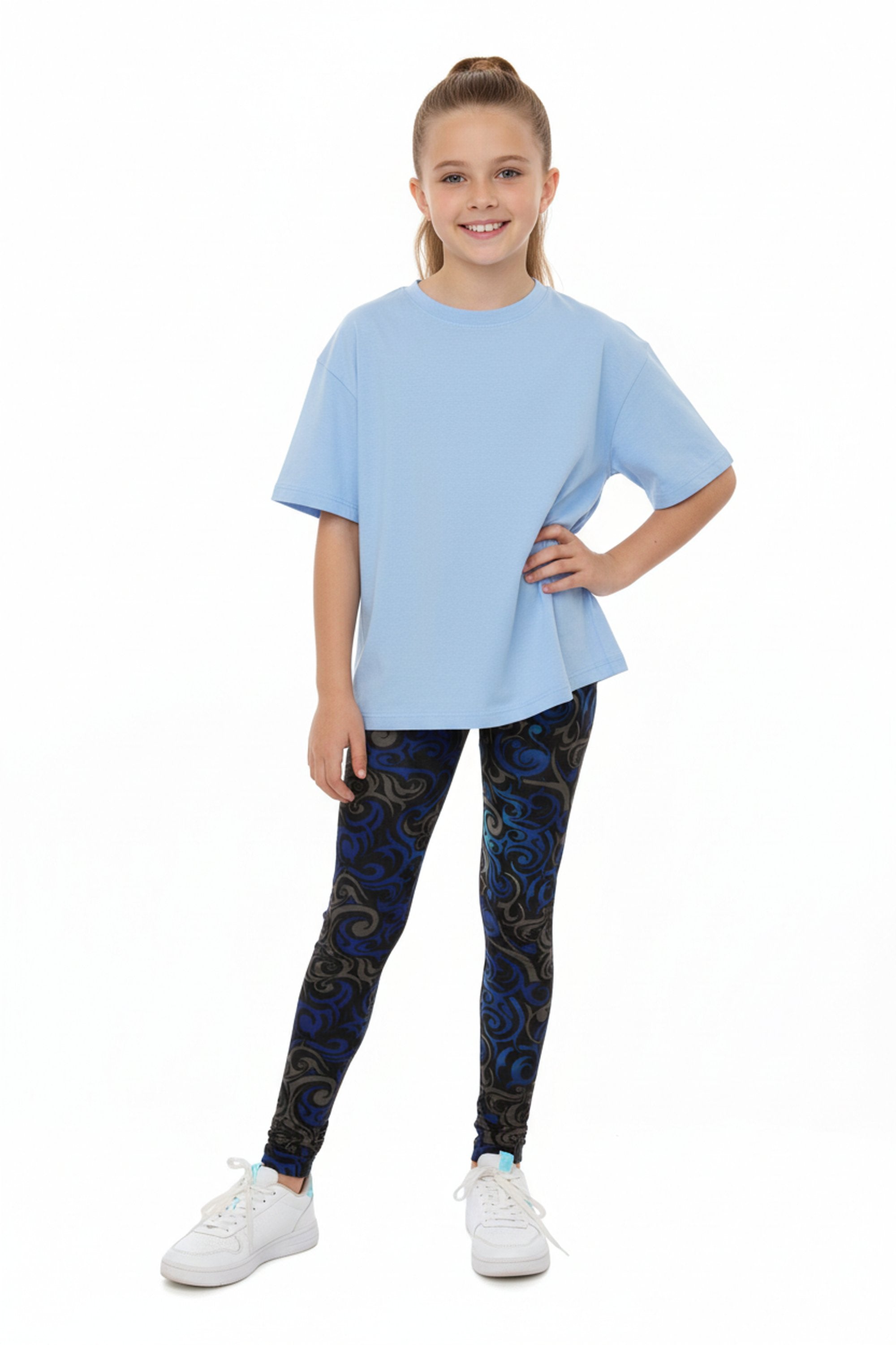 Buttery Smooth Blue Hypnotic Swirl Kids Leggings