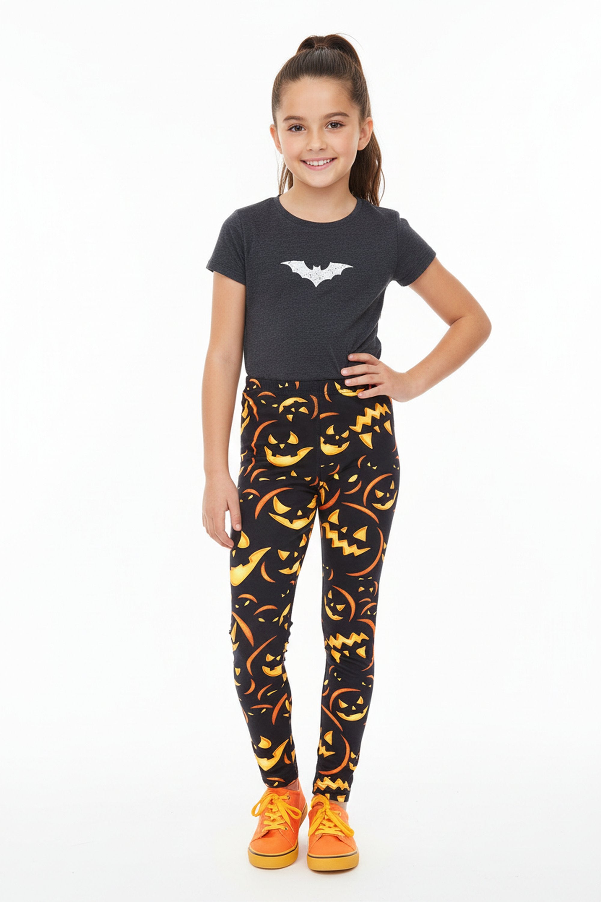 Buttery Smooth Evil Halloween Pumpkins Kids Leggings | USA Fashion™