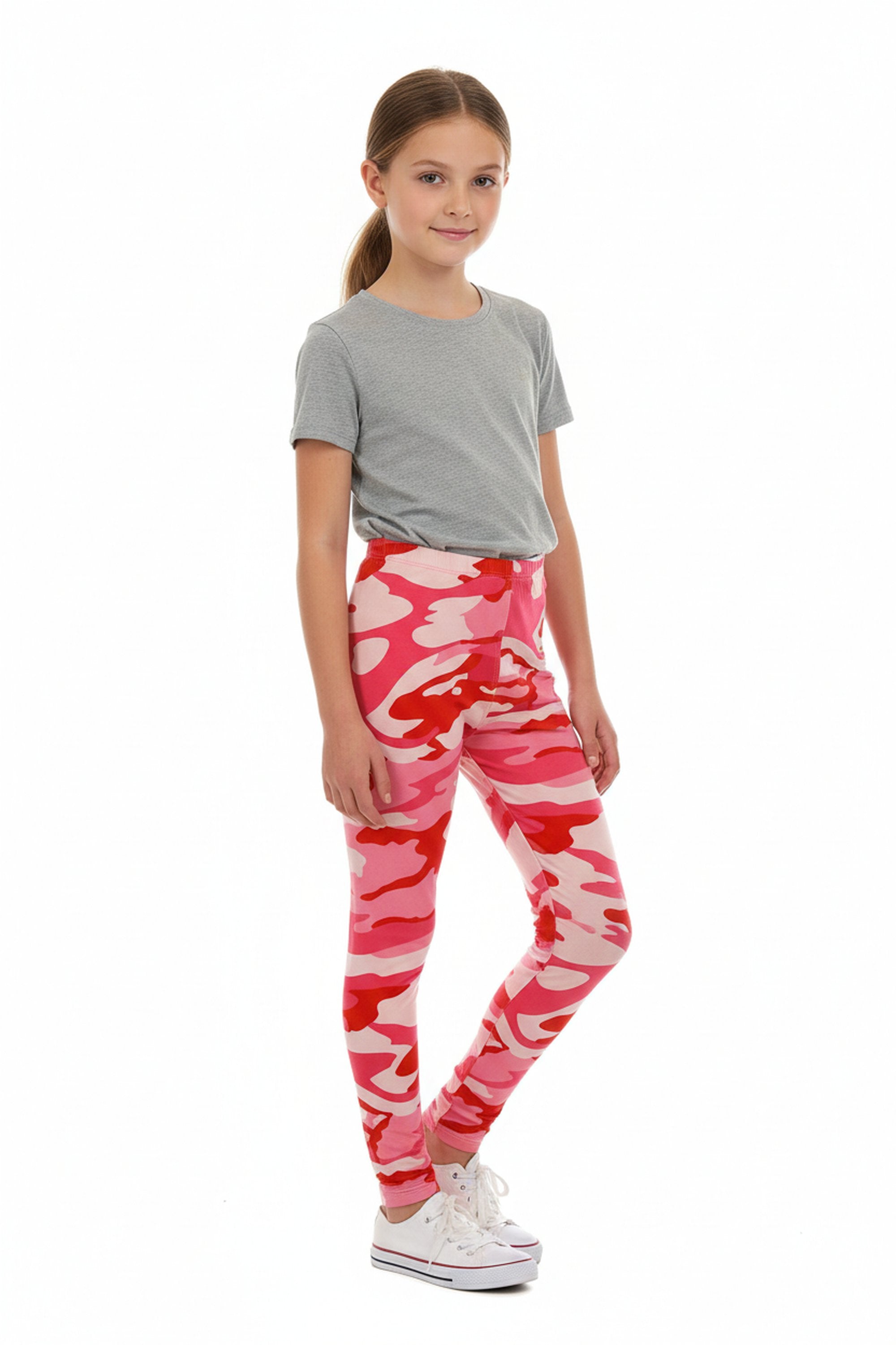Buttery Smooth Pink Camouflage Kids Leggings - EEVEE
