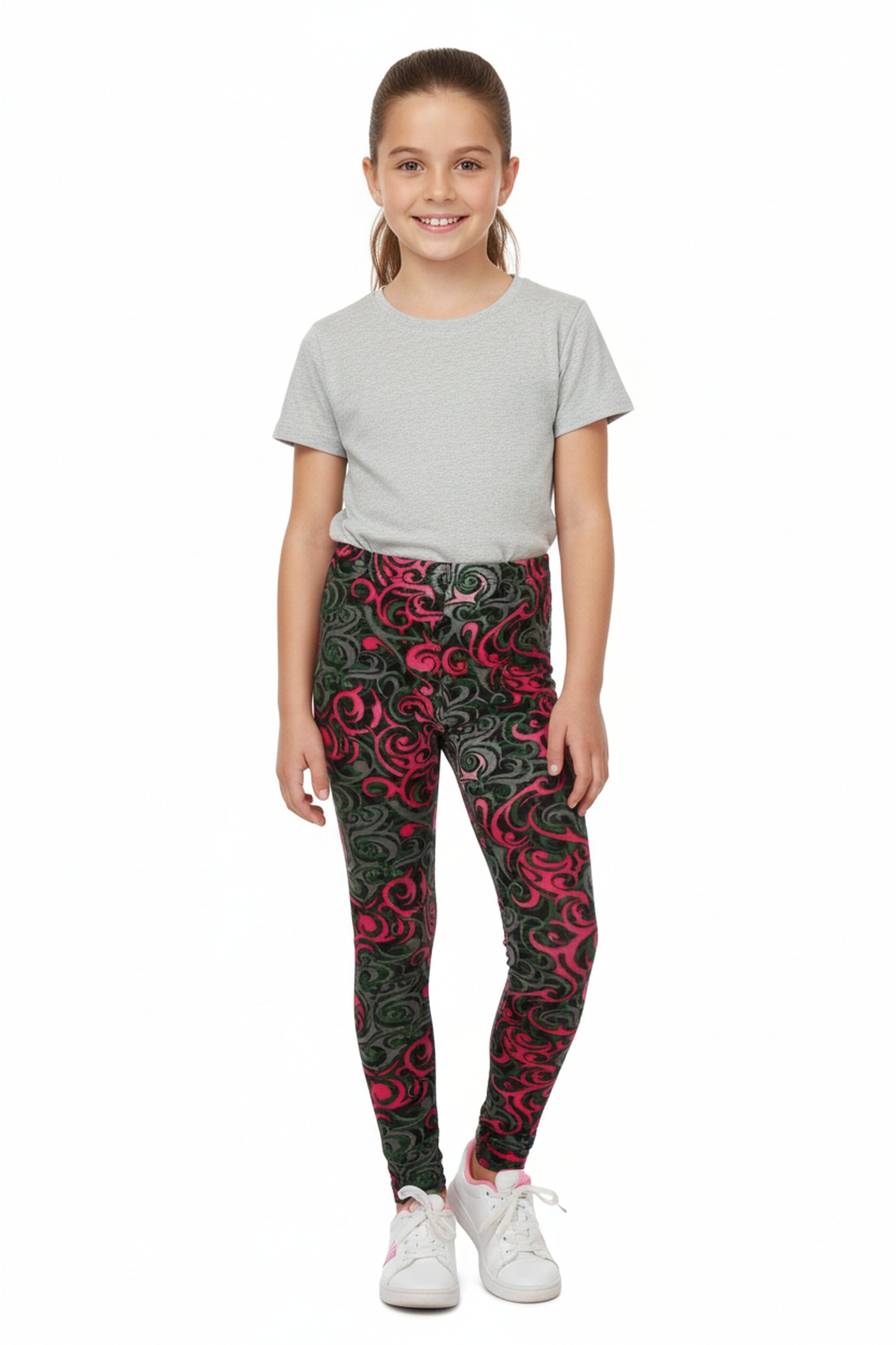 Buttery Smooth Fuchsia Hypnotic Swirl Kids Leggings