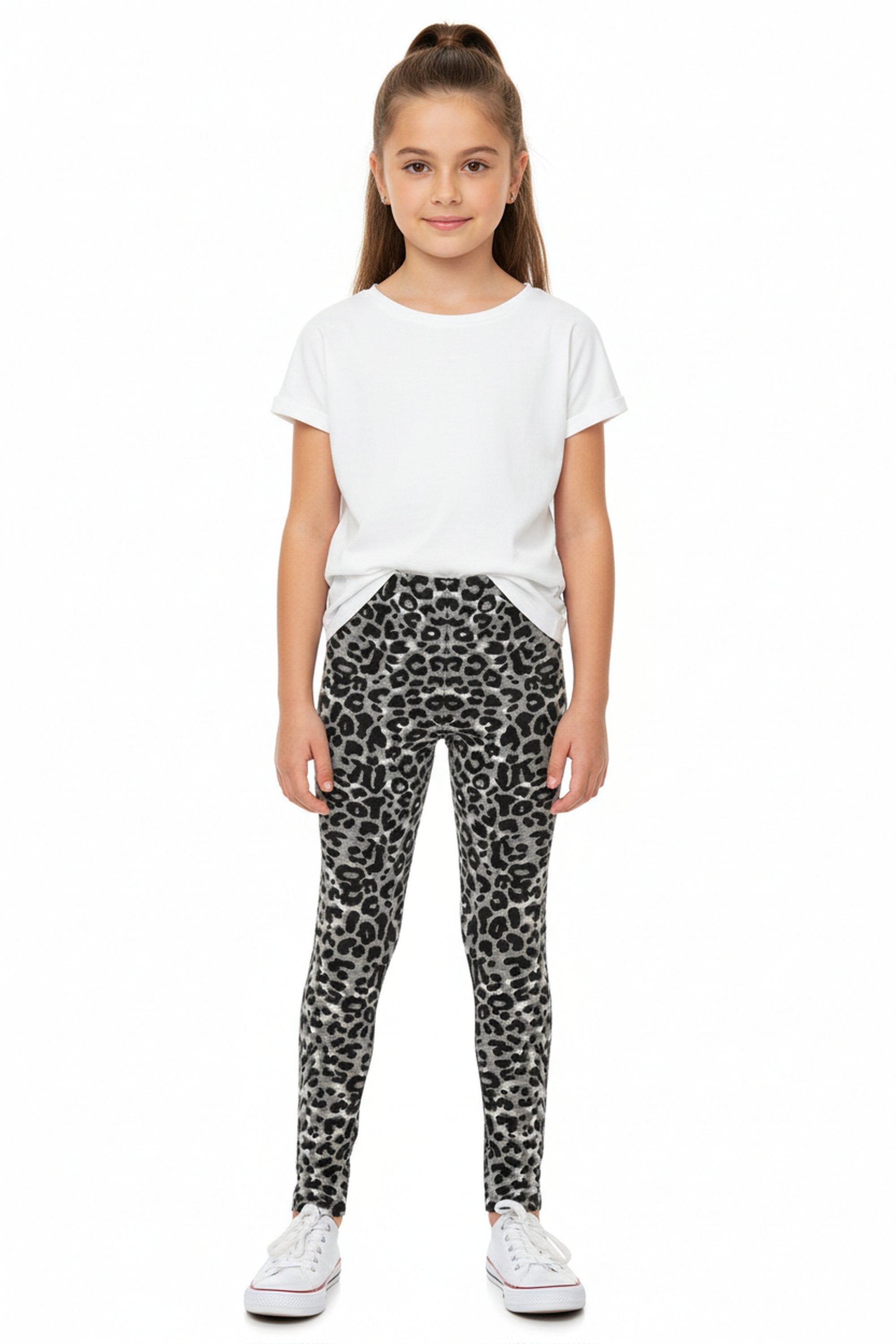 Buttery Smooth Snow Leopard Kids Leggings