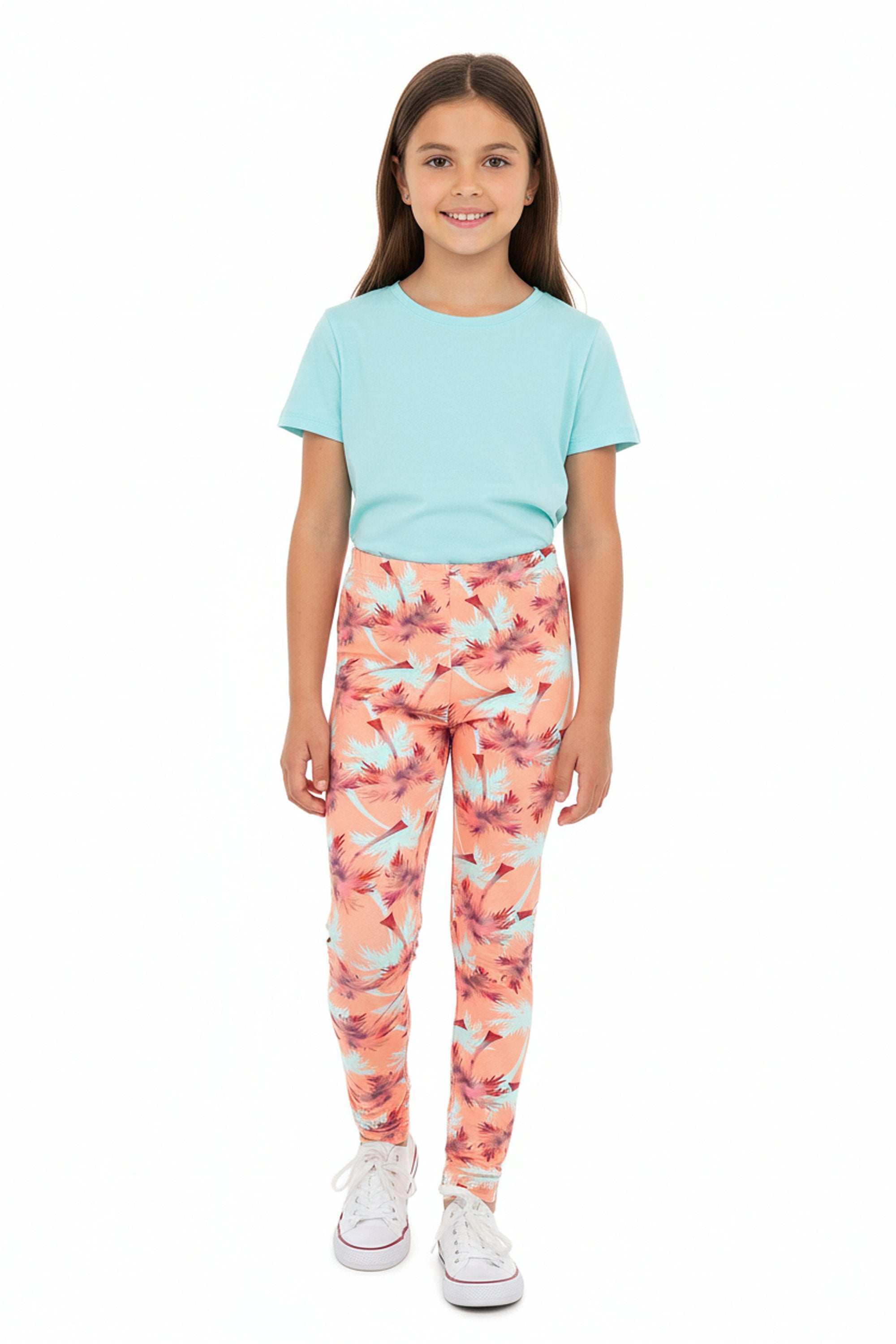 Brushed Peach Palm Trees Kids Leggings