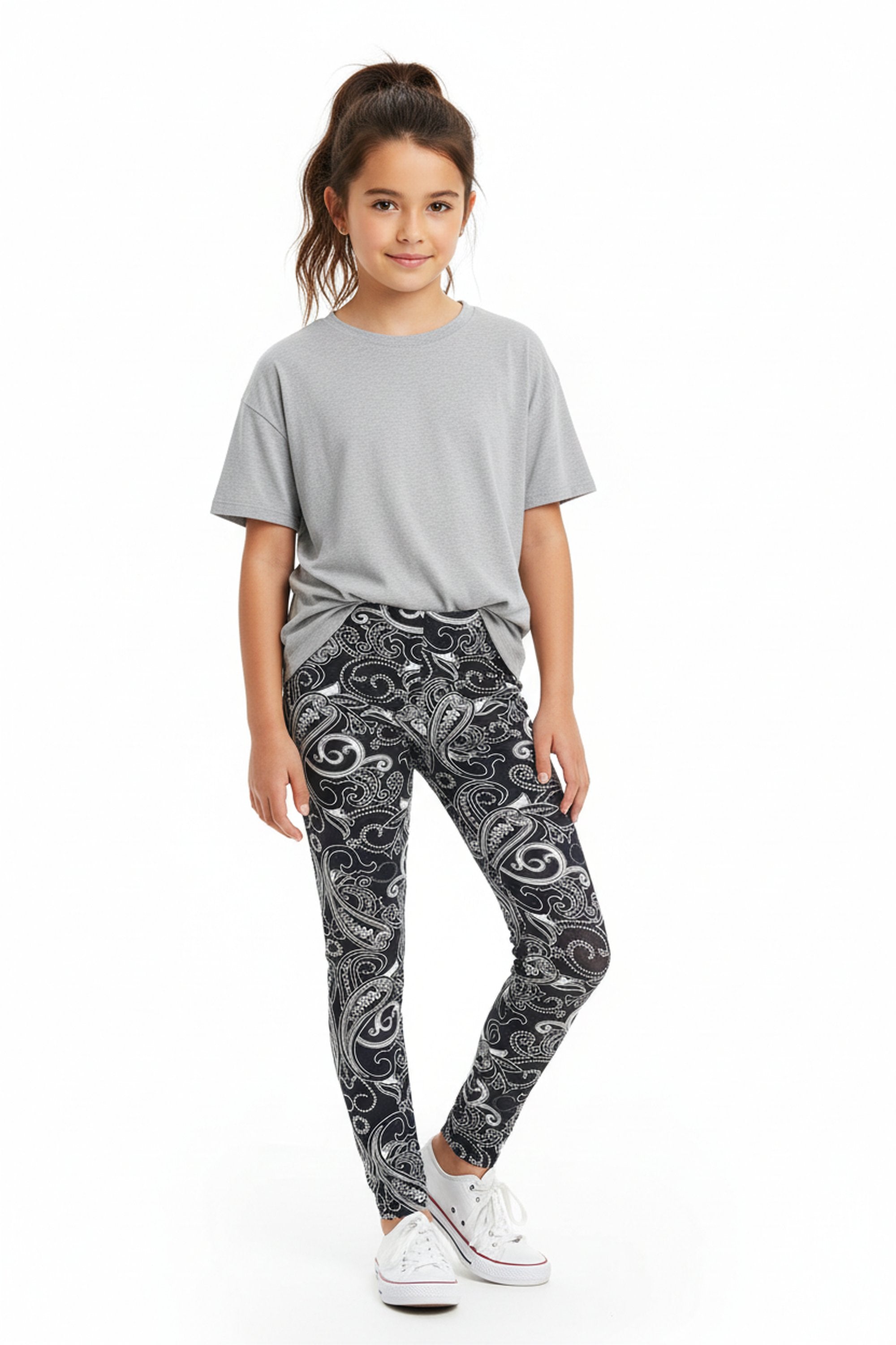 Buttery Smooth Navy Paisley Kids Leggings
