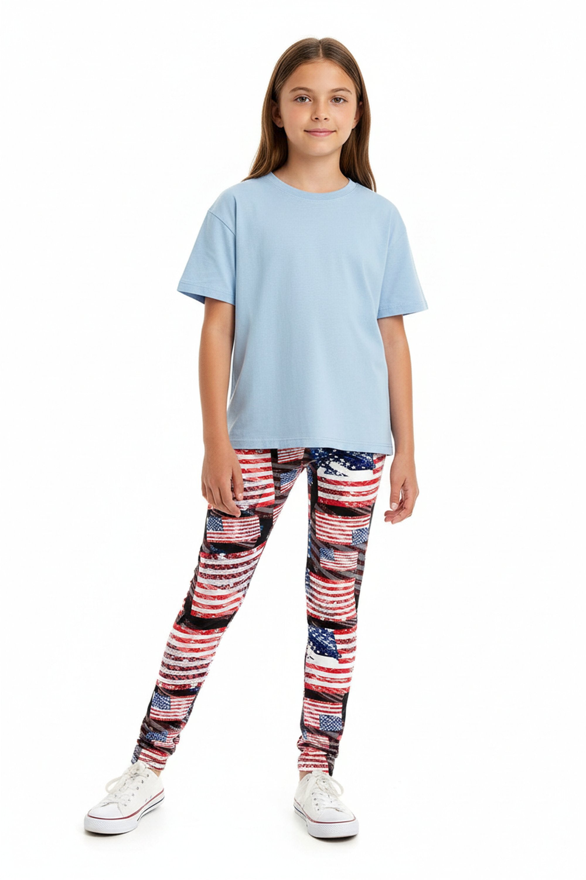 3D Hologram USA Flag Kids Leggings