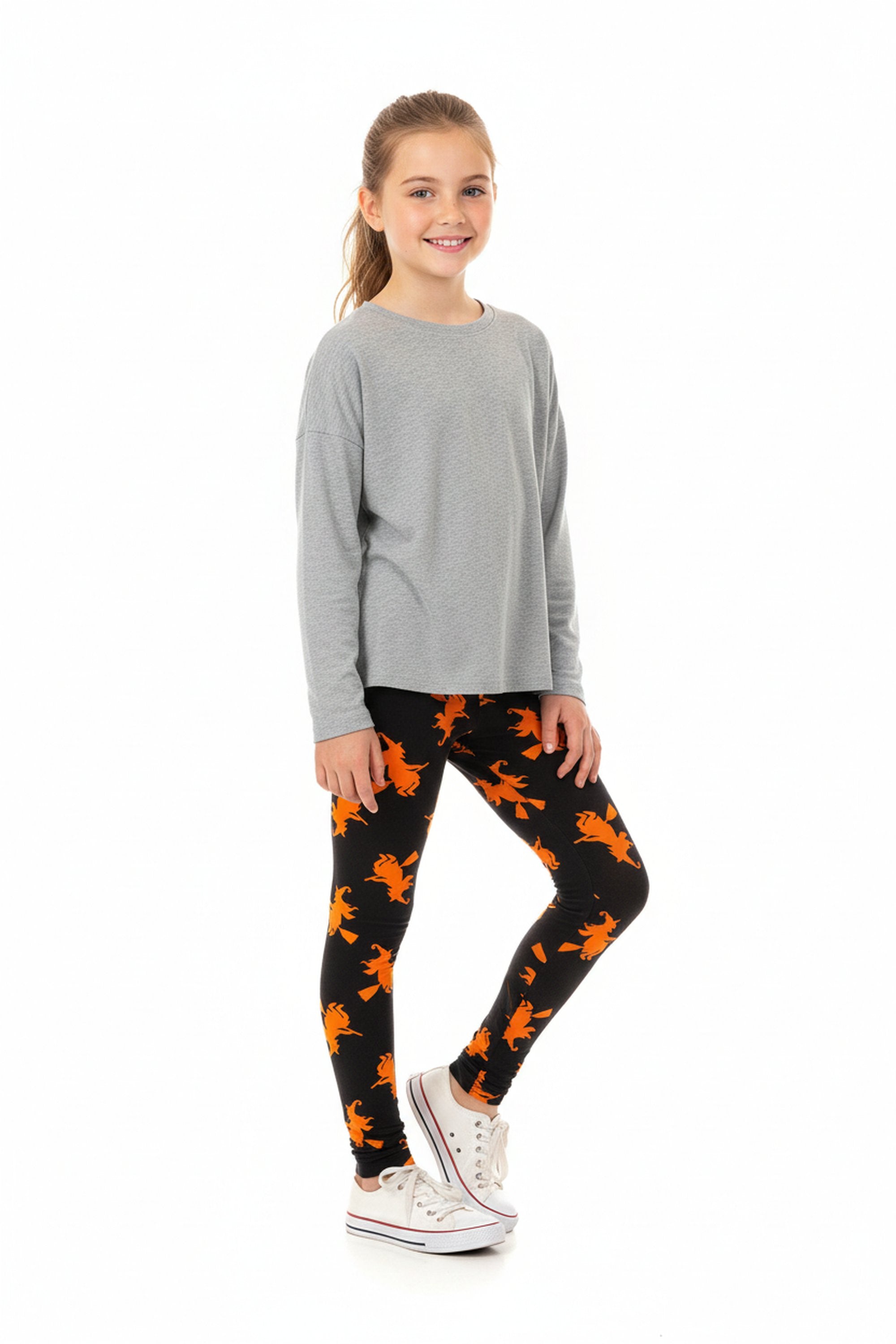 Brushed Broomstick Witches Kids Leggings