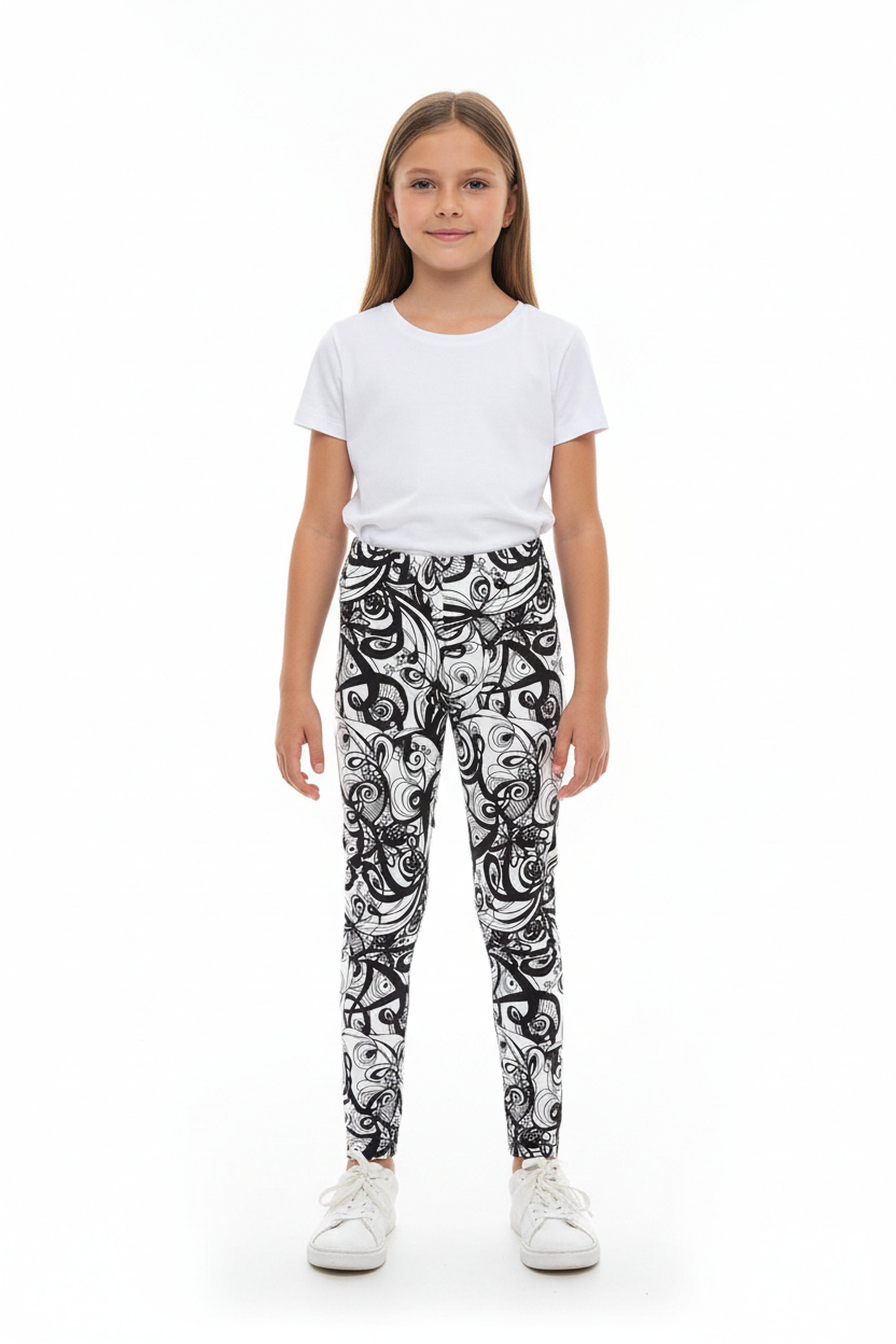 Brushed Elegant Abstract Swirly Kids Leggings