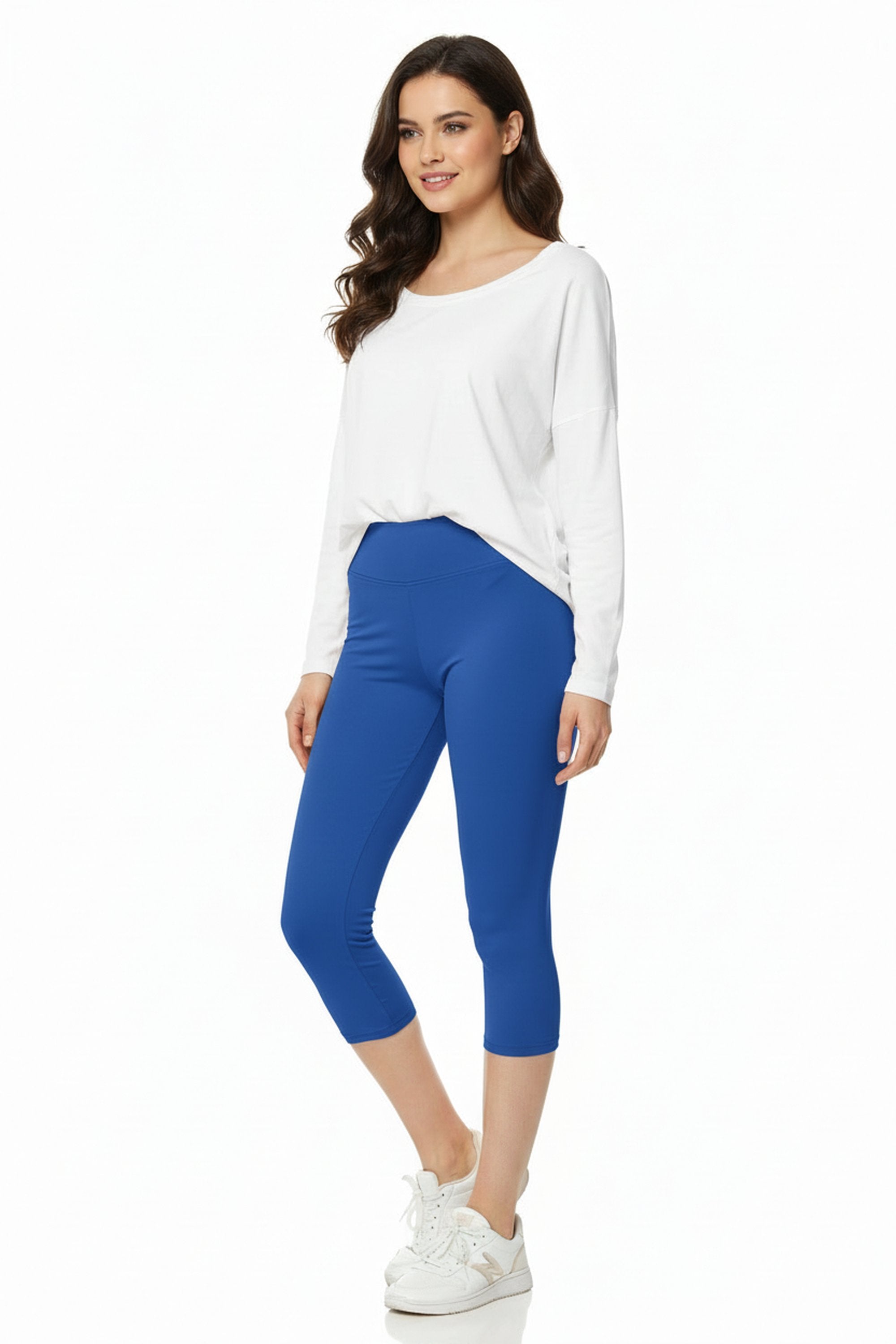 Brushed Basic Solid High Waisted Plus Size Capris | 3 Inch | New Mix