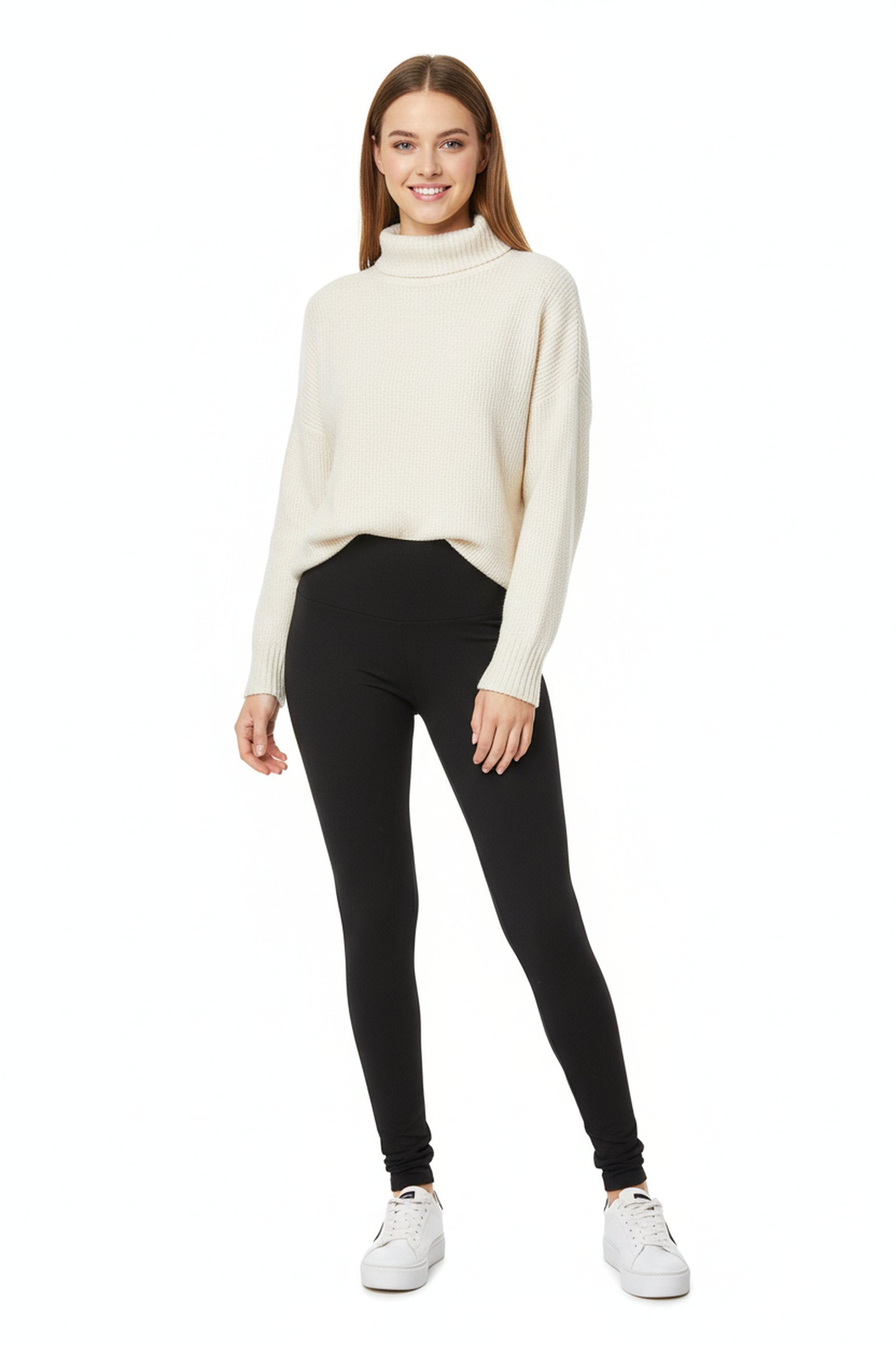 Brushed High Waisted Basic Solid Plus Size Leggings | 5 Inch Waist