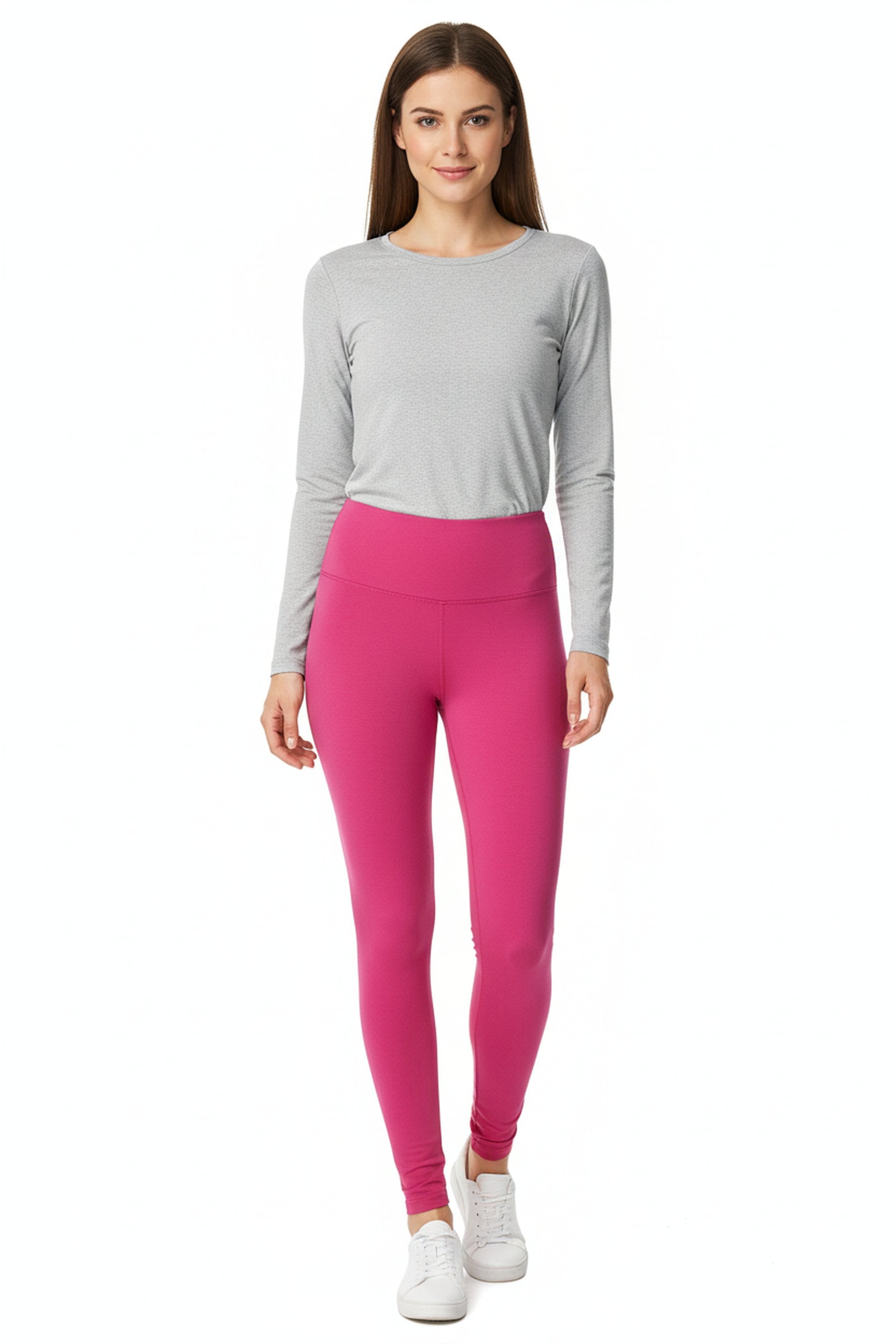Brushed High Waisted Basic Solid Plus Size Leggings | 5 Inch Waist