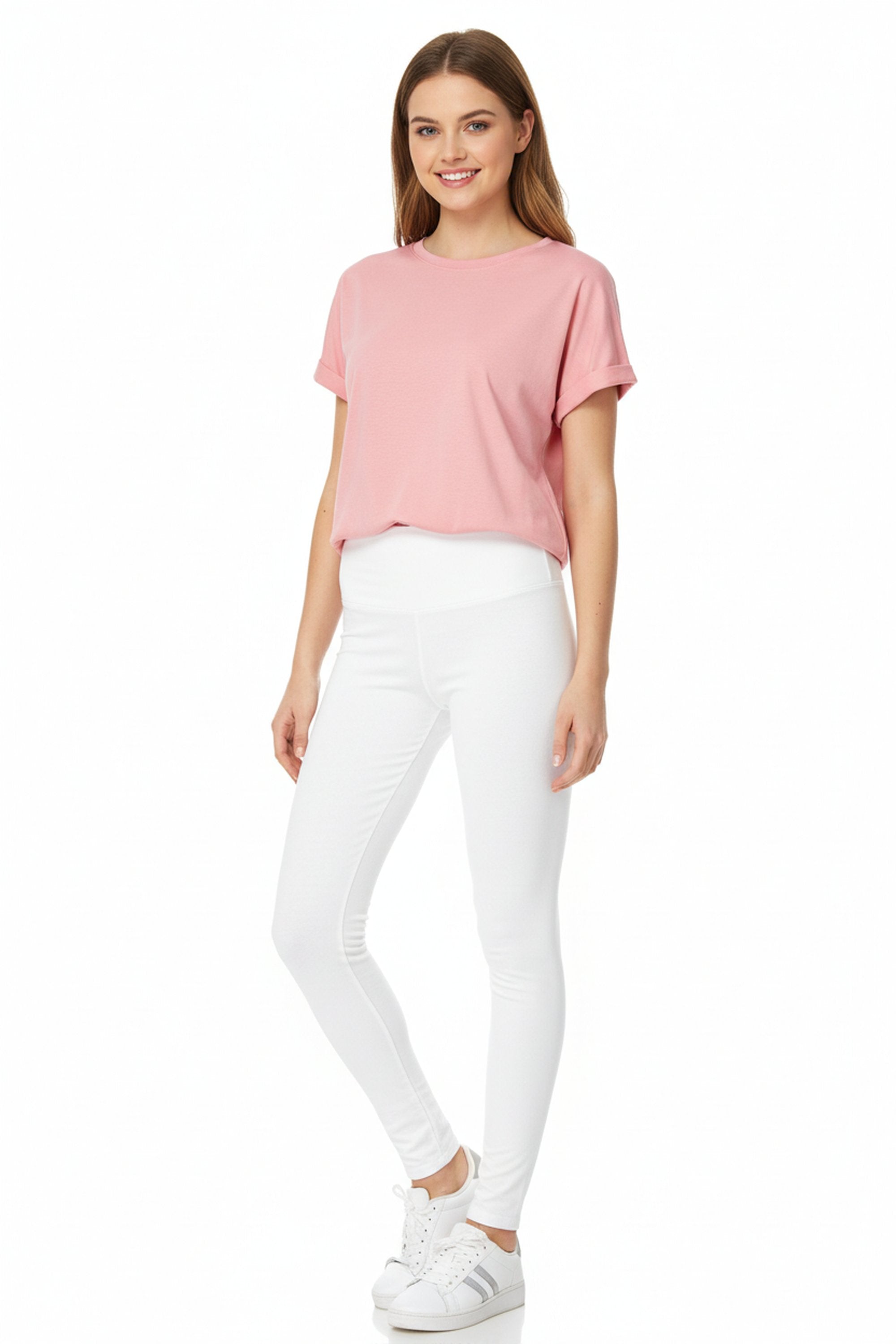 Brushed High Waisted Basic Solid Plus Size Leggings | 5 Inch Waist