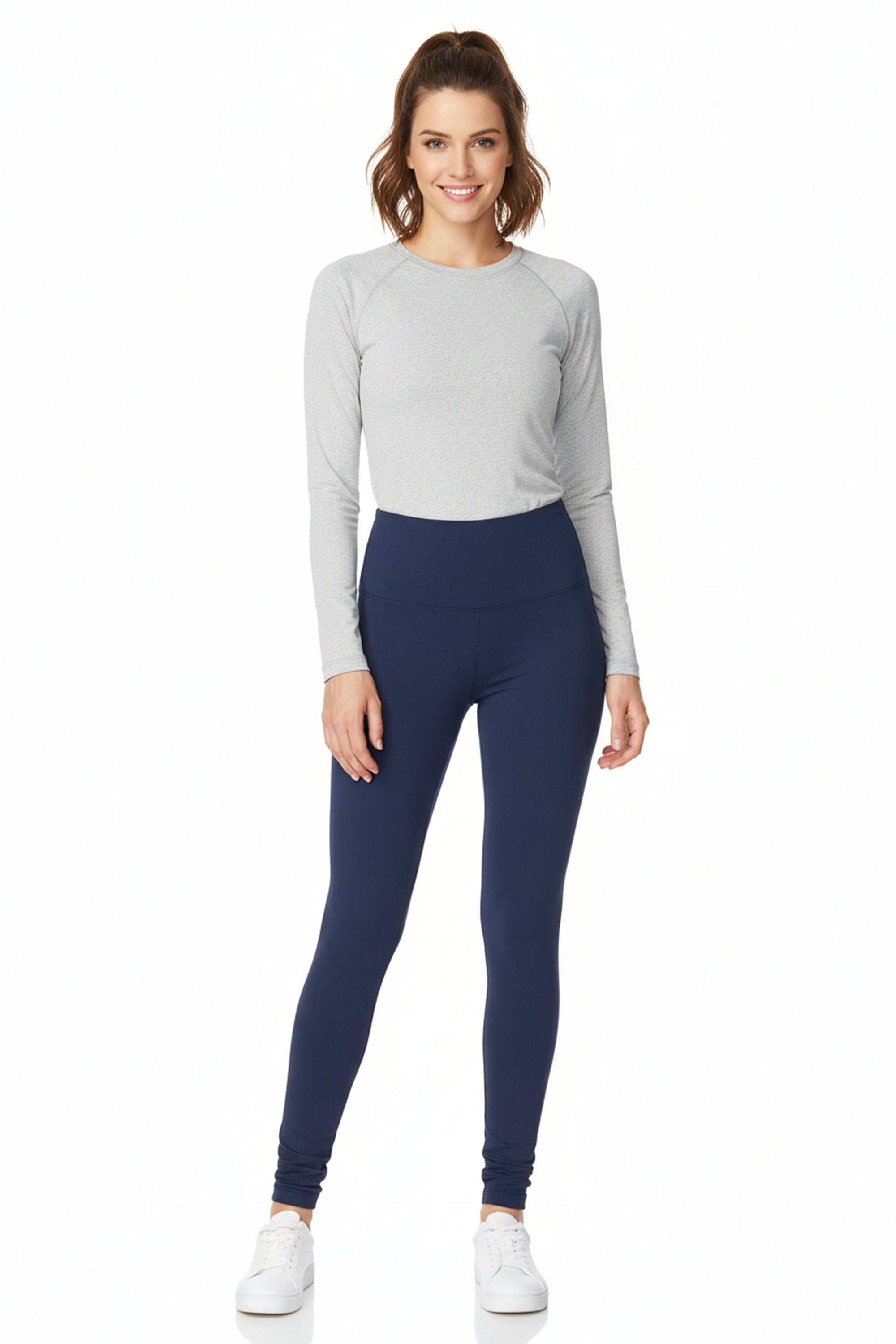 Brushed High Waisted Basic Solid Plus Size Leggings | 5 Inch Waist