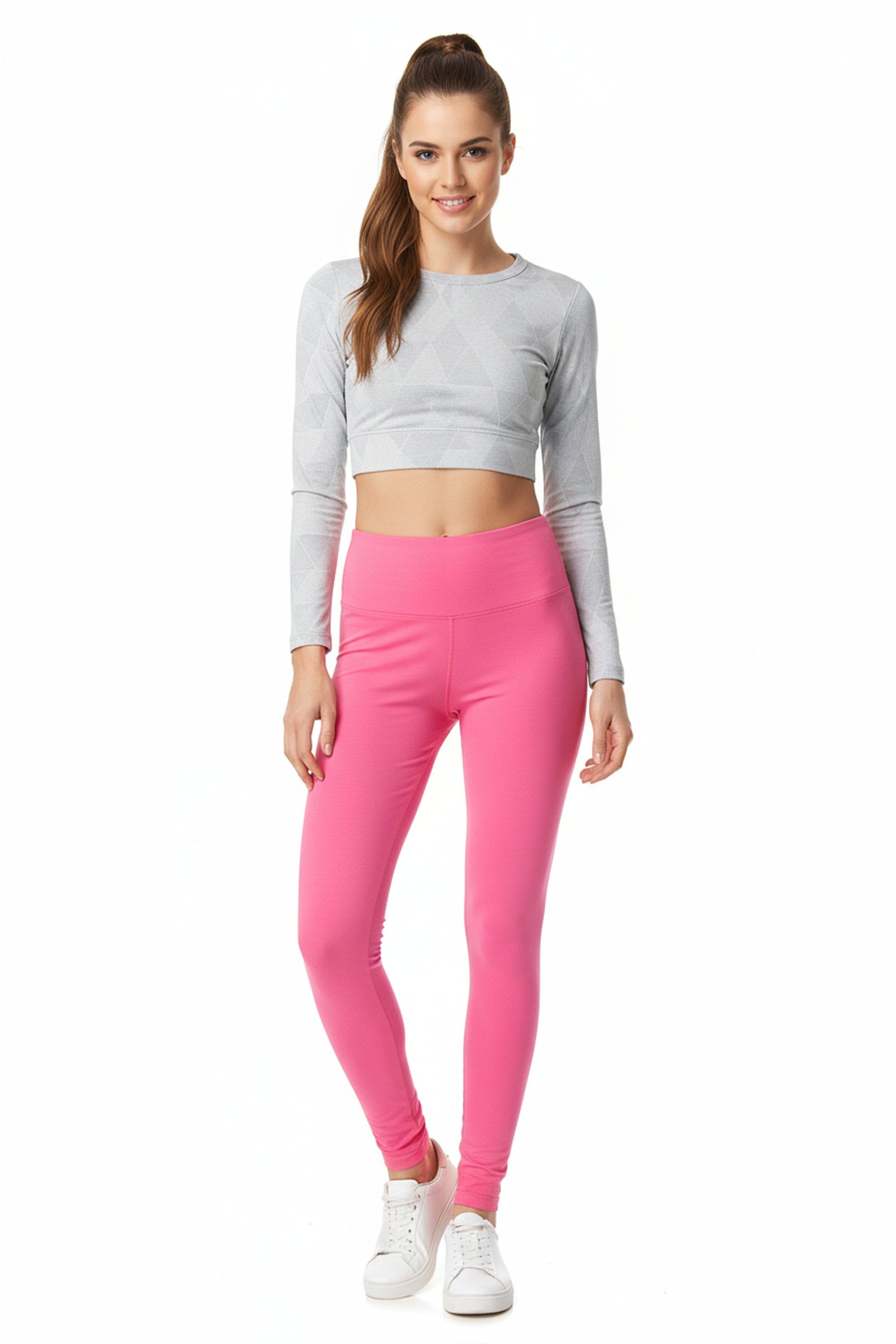 Brushed High Waisted Basic Solid Plus Size Leggings | 5 Inch Waist