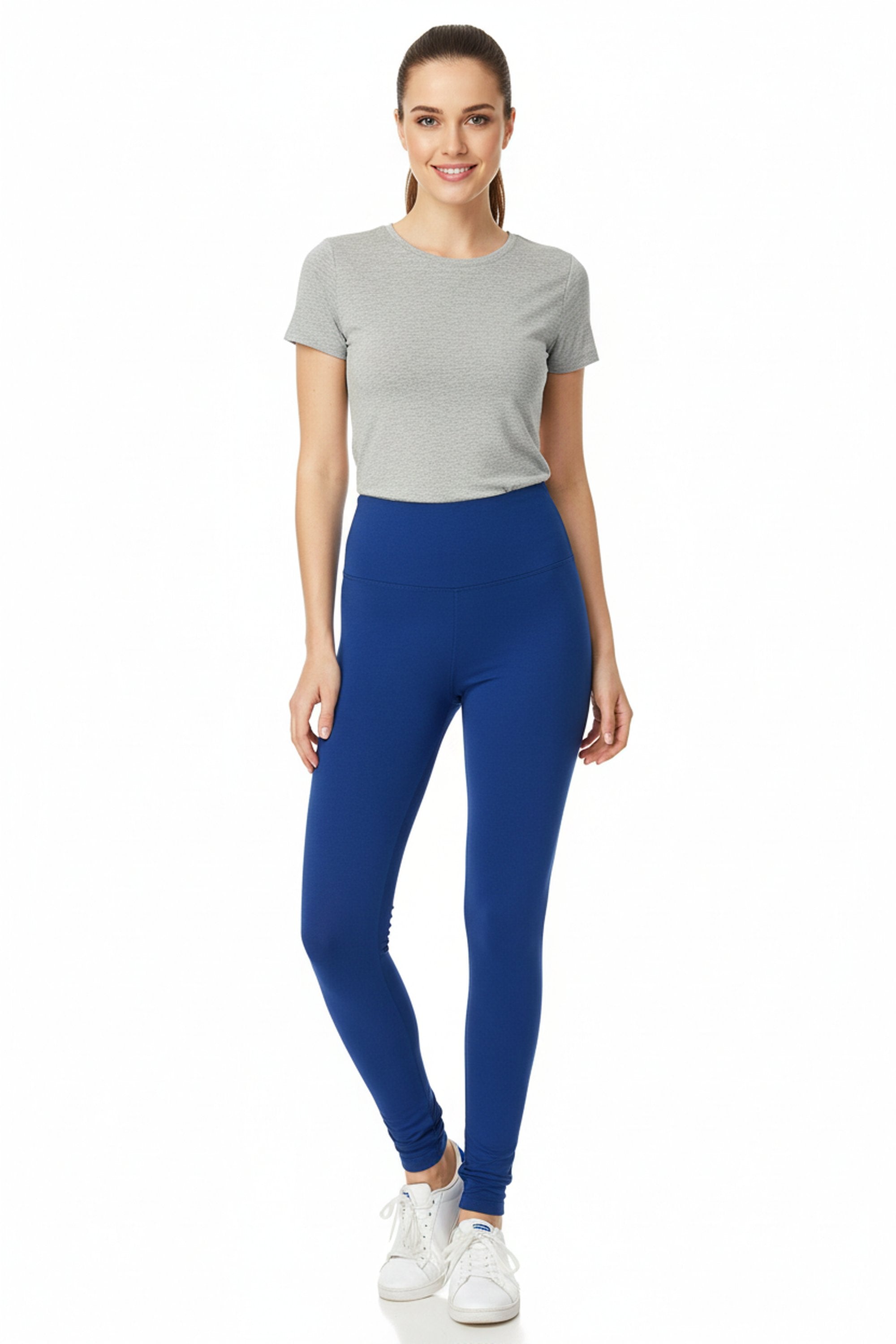 Brushed High Waisted Basic Solid Plus Size Leggings | 5 Inch Waist