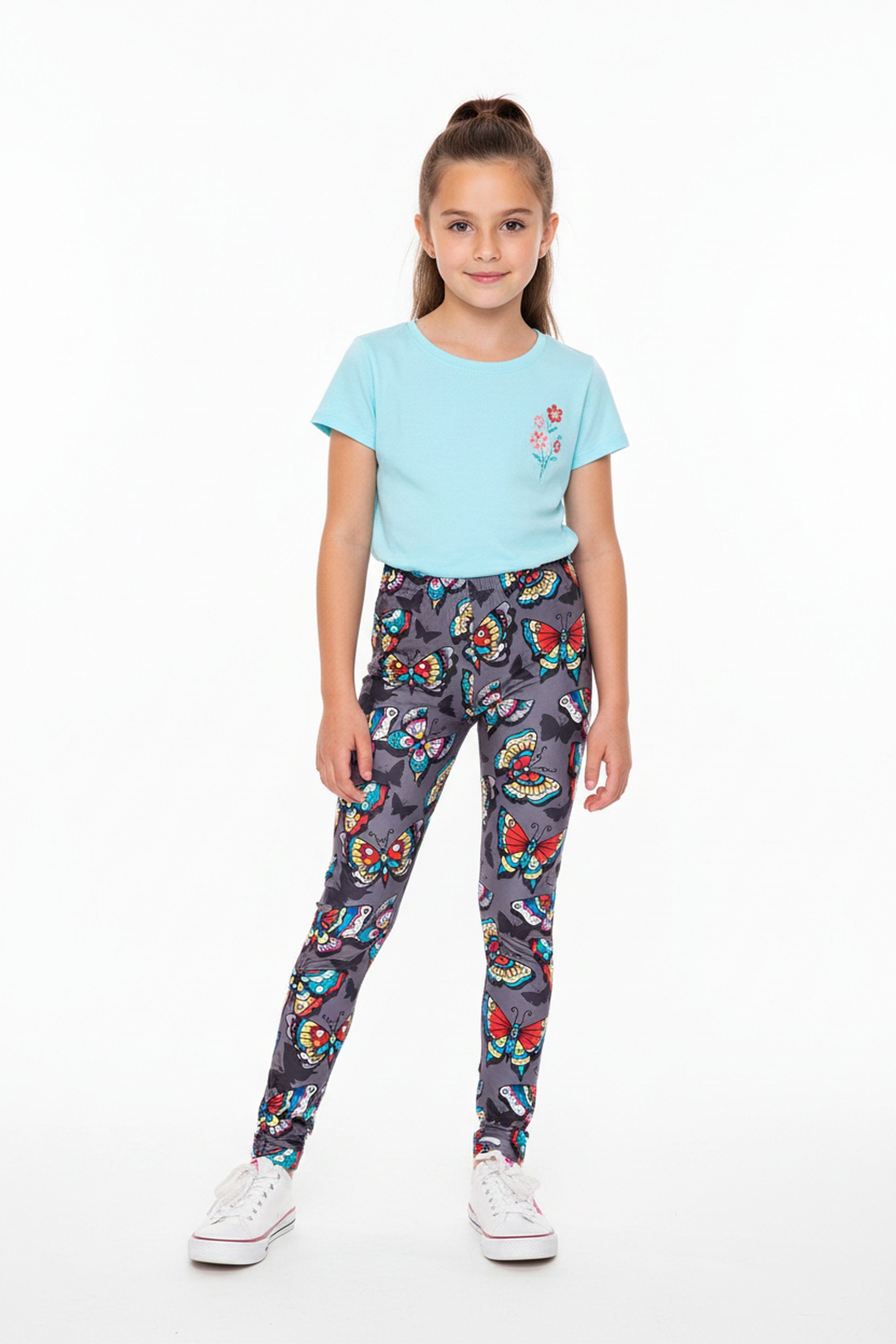 Creamy Soft Jewel Tone Butterfly Kids Leggings | USA Fashion™